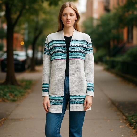 NWT TALBOTS BRETON FAIR ISLE CARDIGAN Oversize - Picture 1 of 9